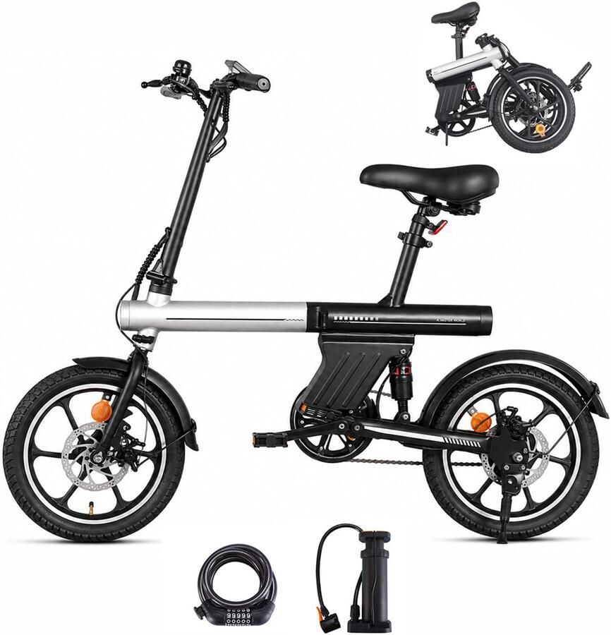 KZQ A11 Elektrische Vouwfiets 250 W Motor 36V 12 8Ah Batterij 30-50 km Actieradius 16 Inch Banden Schijfrem voor en achter LED-verlichting