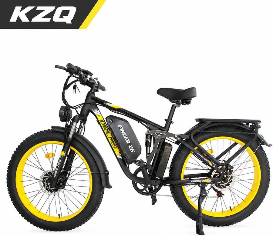 KZQ Gele Elektrische Fiets Model ORLMS-V3 Met 60V 25Ah Accu En Hydraulische Rem Krachtig En Betrouwbaar Voor Dagelijks Gebruik