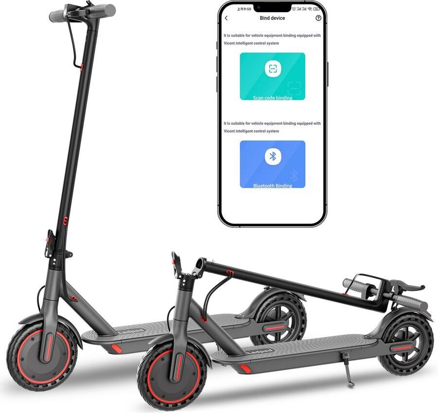 LADPED LP60 Elektrische Step voor Volwassenen – 350W – 25 km u – 36V5.2AH – 5-15 km Actieradius – App-bediening – Opvouwbare E-Step