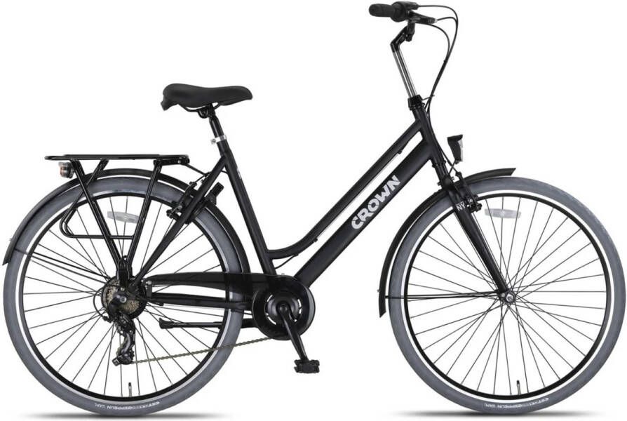 Leader Crown Damesfiets 28 inch 7 versnellingen Shimano Framemaat: 53 cm Zwart