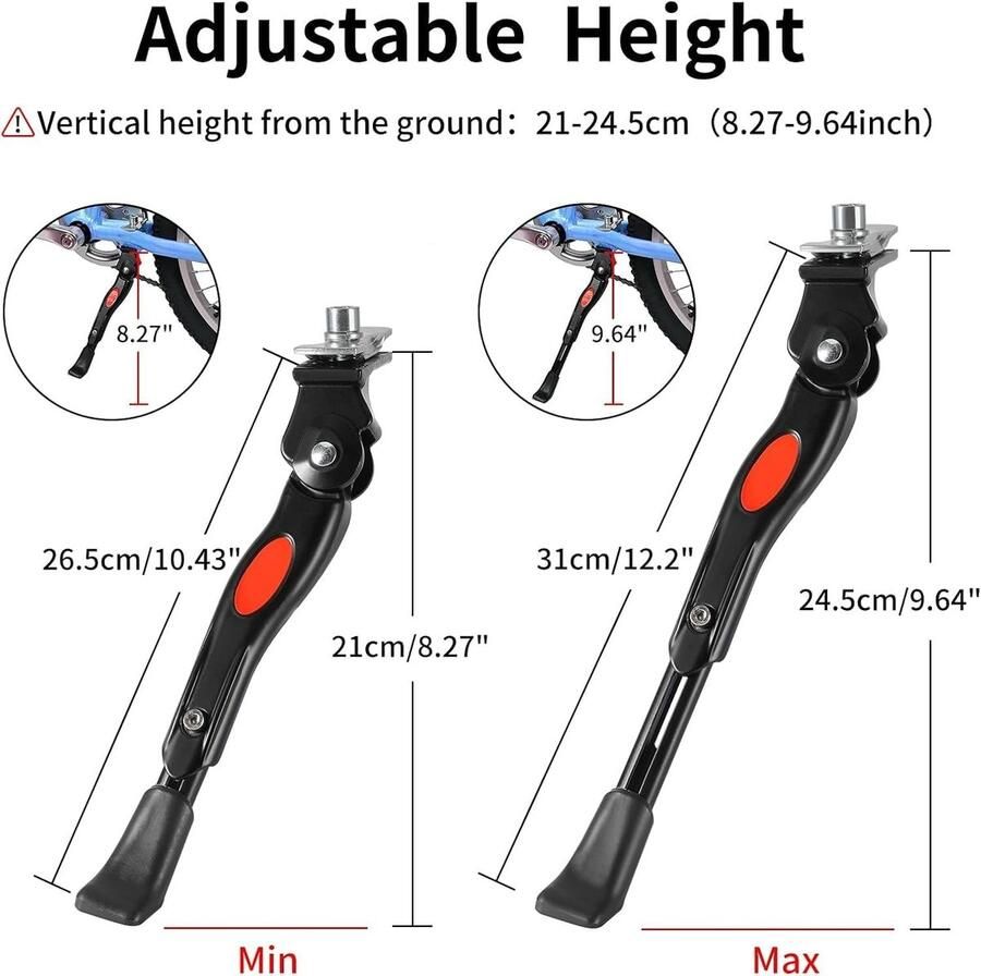 Lexium Store Fatbike standaard Zilver 18-20 inch Aluminiumlegering Verstelbare Kinderfiets Middenstandaard