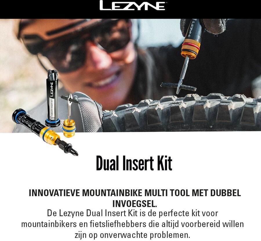 Lezyne Dual Insert Kit Mountainbike gereedschapsset Roestvrij Aluminium Zwart