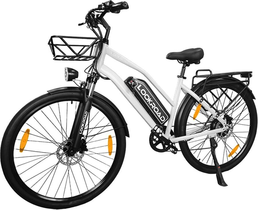 Lookroad L28 MINI Elektrische Fiets – 250W Motor 36V 18Ah Accu 120km Bereik 7-Speed Shi o Schijfrem Korf & Gepäckträger-Grijs