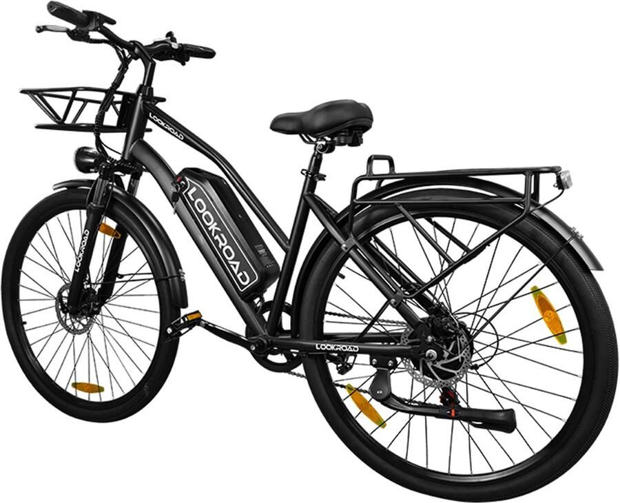 Lookraod Lookroad L28 MINI Elektrische Fiets – 250W Motor 36V 18Ah Accu 120km Bereik 7-Speed Shi o Schijfrem Korf & Gepäckträger – Zwart