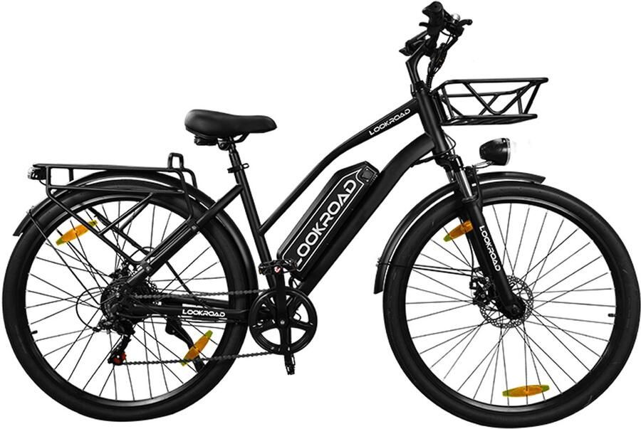 Lookroad Elektrische Fiets 28 Inch E-Bike 36V 18Ah Accu (Actieradius tot 120 km) Met Voorvorkvering & Mechanische Schijfrem Stadsfiets