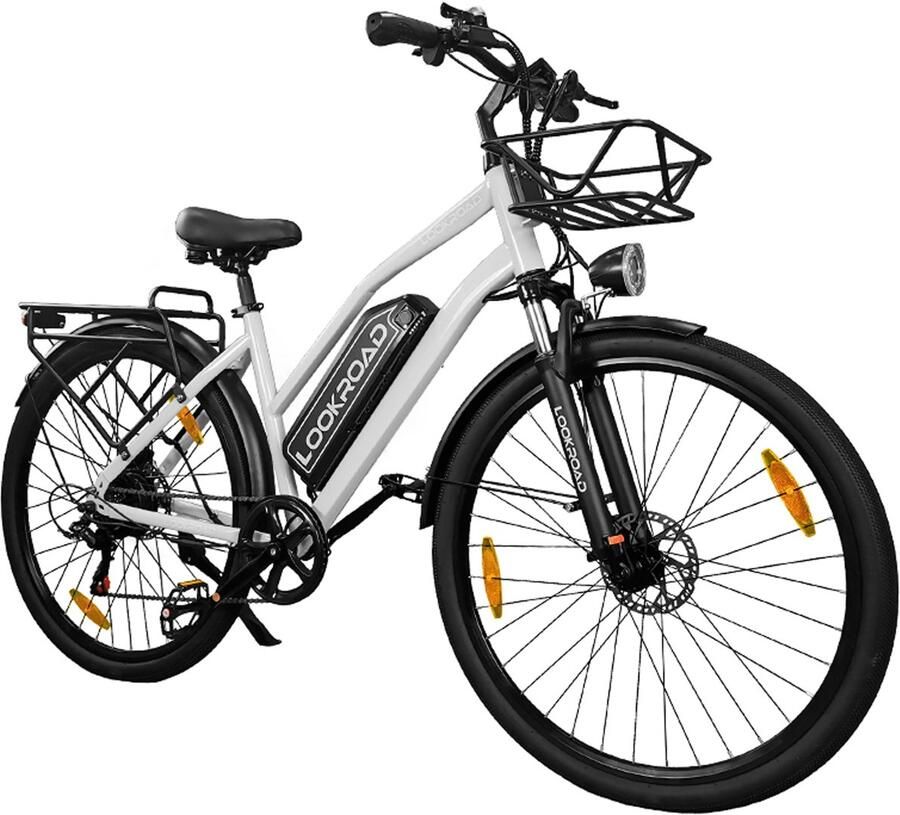 Lookroad Elektrische Fiets 28 Inch E-Bike 36V 18Ah Accu (Actieradius tot 120 km) Met Voorvorkvering & Mechanische Schijfrem Stadsfiets
