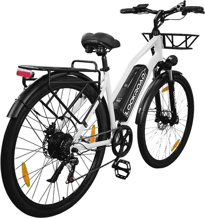 Lookroad L28 MINI Elektrische Fiets – 250W Motor 36V 18Ah Accu 120km Bereik 7-Speed Shi o Schijfrem Korf & Gepäckträger-Grijs