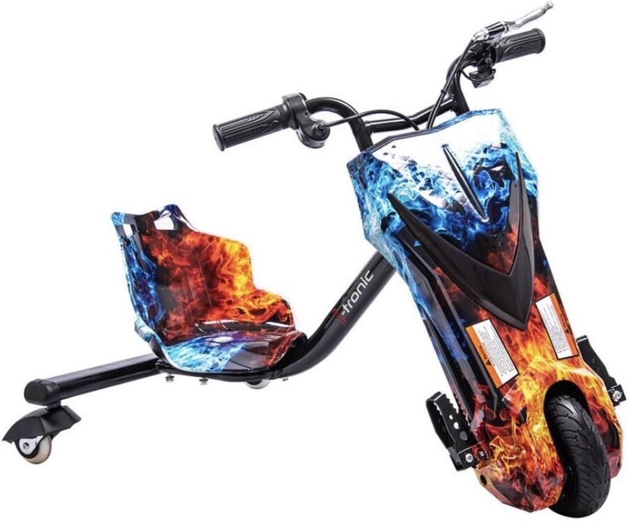 'merkloos'' Elektrische drift trike karts met vering en LED verlichting drie racestanden – BLUE RED FIRE