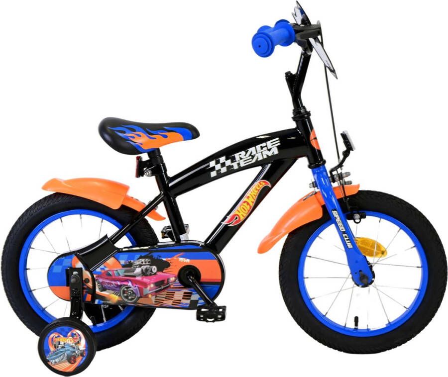 Volare Hot Wheels Kinderfiets Jongens 14 inch Zwart Oranje Blauw