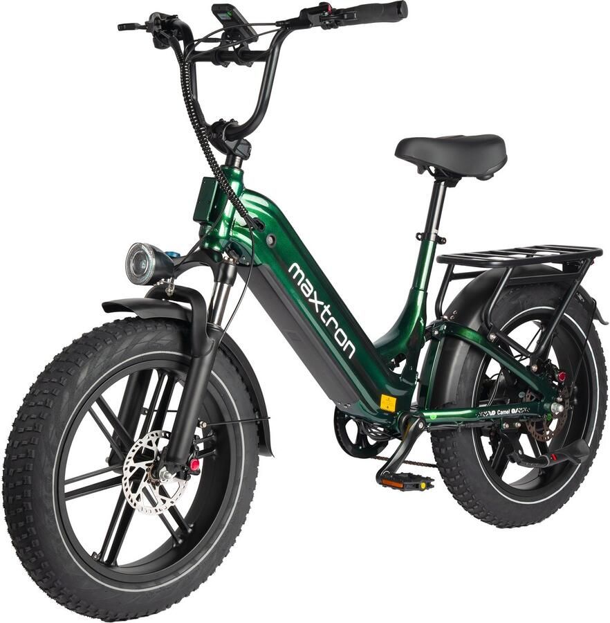 Maxtron Canml Elektrische Fiets–864Wh Accu–20×4.0 Inch Fatbike Banden–Actieradius tot 120 km–Geüpgrade Hydraulische Schijfrem met Motoronderbreking–Verende Voorvork met Lock-out (Dubbele Modus) –Shi o 7 Versnellingen–Elektrische Stadsfiets–Groen