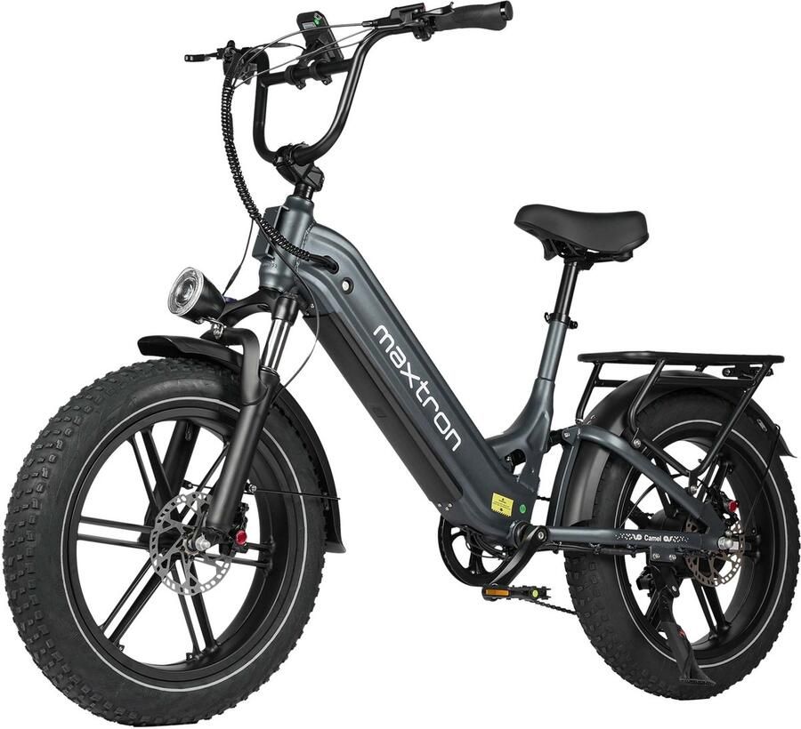 Maxtron Canml Elektrische Fiets–864Wh Accu–20×4.0 Inch Fatbike Banden–Actieradius tot 120 km–Geüpgrade Hydraulische Schijfrem met Motoronderbreking–Verende Voorvork met Lock-out (Dubbele Modus) –Shi o 7 Versnellingen–Elektrische Stadsfiets–Grijs