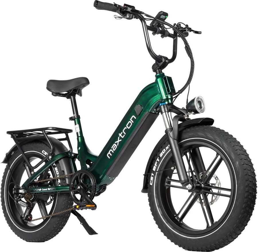 Maxtron Canml Elektrische Fiets–864Wh Accu–20×4.0 Inch Fatbike Banden –Geüpgrade Hydraulische Schijfrem met Motoronderbreking–Actieradius tot 120 km–Verende Voorvork met Lock-out (Dubbele Modus)–Shi o 7 Versnellingen–Elektrische Stadsfiets–Groen