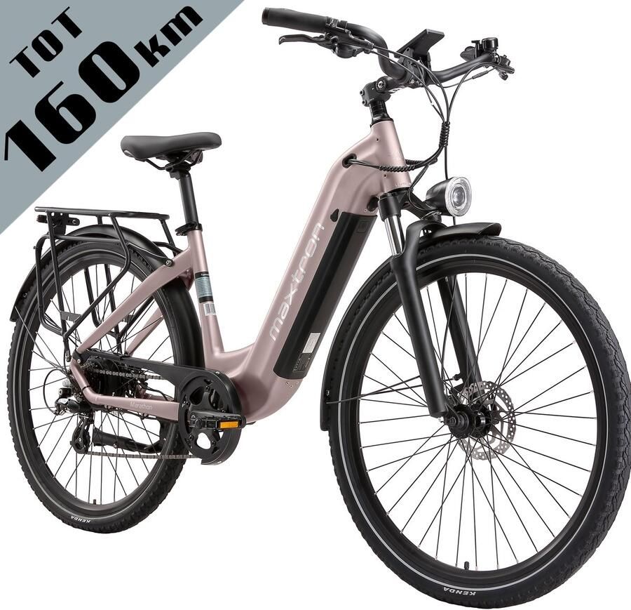 Maxtron Marathon Elektrische Fiets – 810Wh Accu (22.5Ah) – Actieradius tot 160 km – 700C×50C Banden – Shi o 7 Versnellingen – Aluminium Frame – Verende Voorvork met Lock-out – Hydraulische Schijfrem – Stadsfiets – Max. Belastbaar 120 kg – Goud - Foto 3