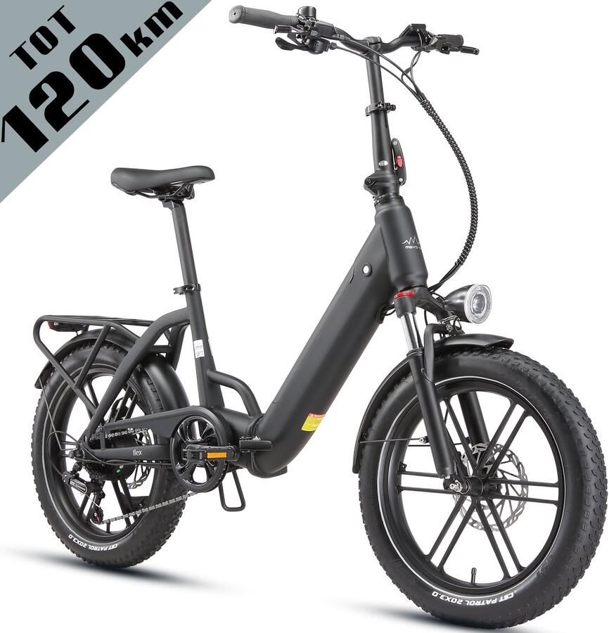 Maxtron Ilex Elektrische Vouwfiets 20 inch 691 2Wh Accu 120 km Actieradius 45Nm Koppel Koppelsensor Hydraulische Schijfrem Shi o 7 Versnellingen Zwart