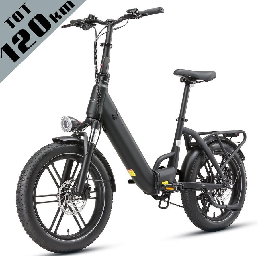 Maxtron Ilex Elektrische Vouwfiets 20×3.0 inch Brede Banden 146 km Actieradius 48V 14 4Ah Accu 691 2Wh Hydraulische Schijfrem Shi o 7 Versnellingen Zwart