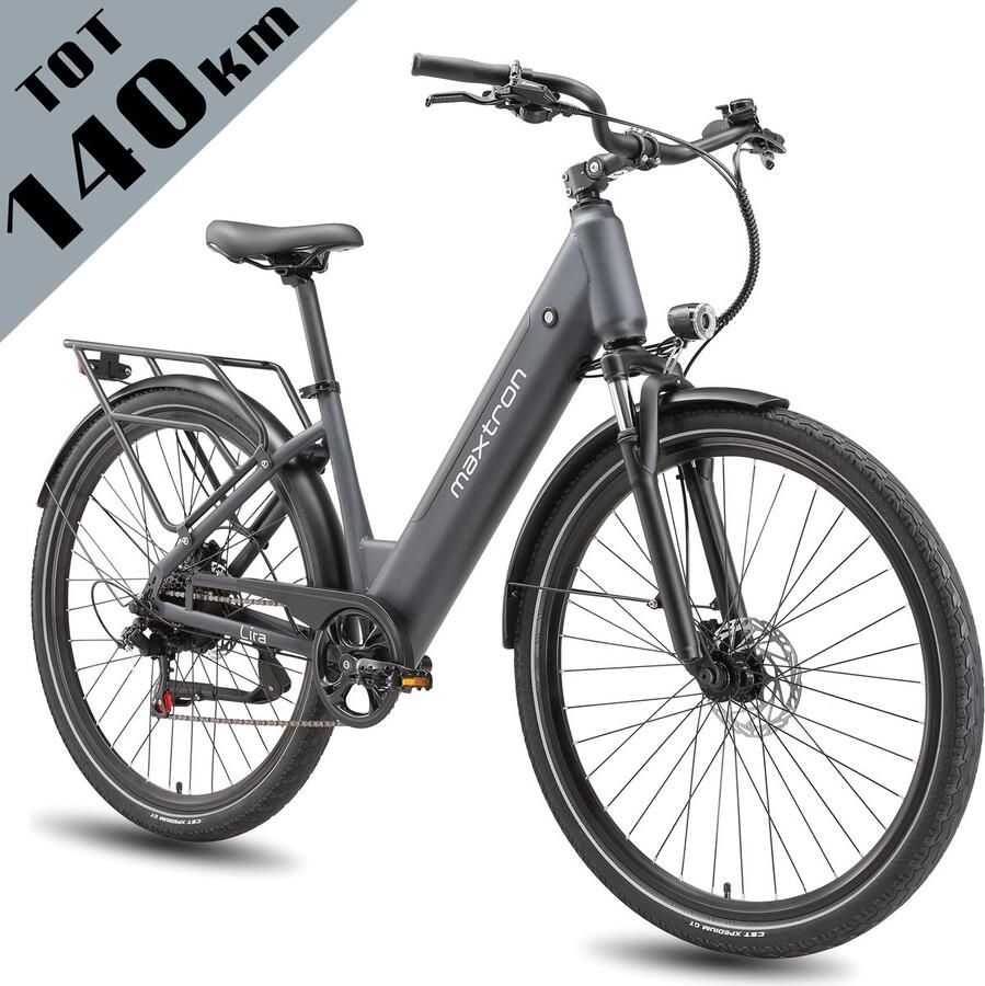 Maxtron Lira Elektrische Fiets Actieradius tot 140 km 720Wh Accu met Grote Capaciteit 28 x 2.0 Inch Banden Hydraulische Schijfrem Shi o 7 Versnellingen 250W Motor Met Achterlicht Max. Belastbaar 120 kg Grijs