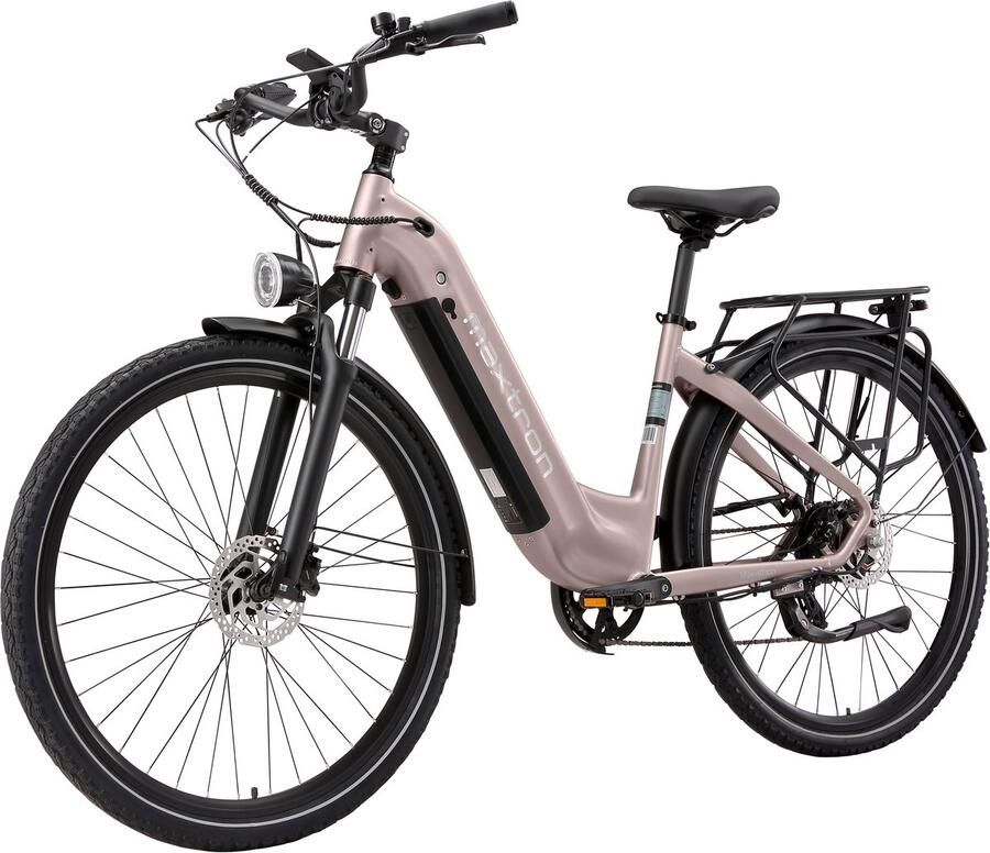 Maxtron Marathon Elektrische Fiets – 810Wh Accu – Actieradius tot 160 km – 700C×50C Banden – Shi o 7 Versnellingen – Verende Voorvork met Lock-out (Aluminium) – Mechanische Schijfrem – Stadsfiets – Max. Belastbaar 120 kg – Goud - Foto 2