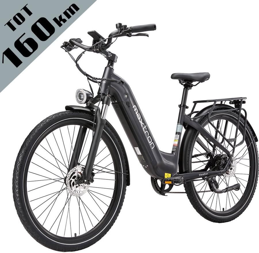 Maxtron Marathon Elektrische Fiets – 810Wh Accu (22.5Ah) – Actieradius tot 160 km – 700C×50C Banden – Shi o 7 Versnellingen – Aluminium Frame – Verende Voorvork met Lock-out – Hydraulische Schijfrem – Stadsfiets – Max. Belastbaar 120 kg – Paars