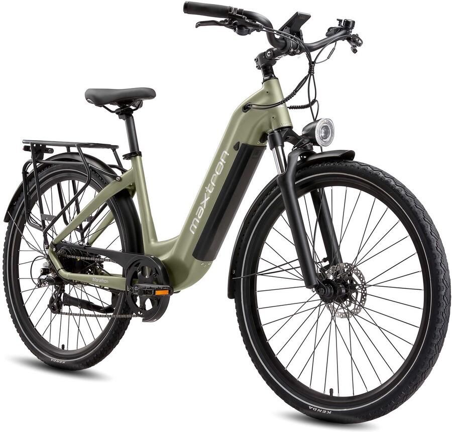 Maxtron Marathon Elektrische Fiets – 810Wh Accu – Actieradius tot 160 km – 700C×50C Banden – Shi o 7 Versnellingen – Verende Voorvork met Lock-out (Aluminium) – Mechanische Schijfrem – Stadsfiets – Max. Belastbaar 120 kg – Groen - Foto 3