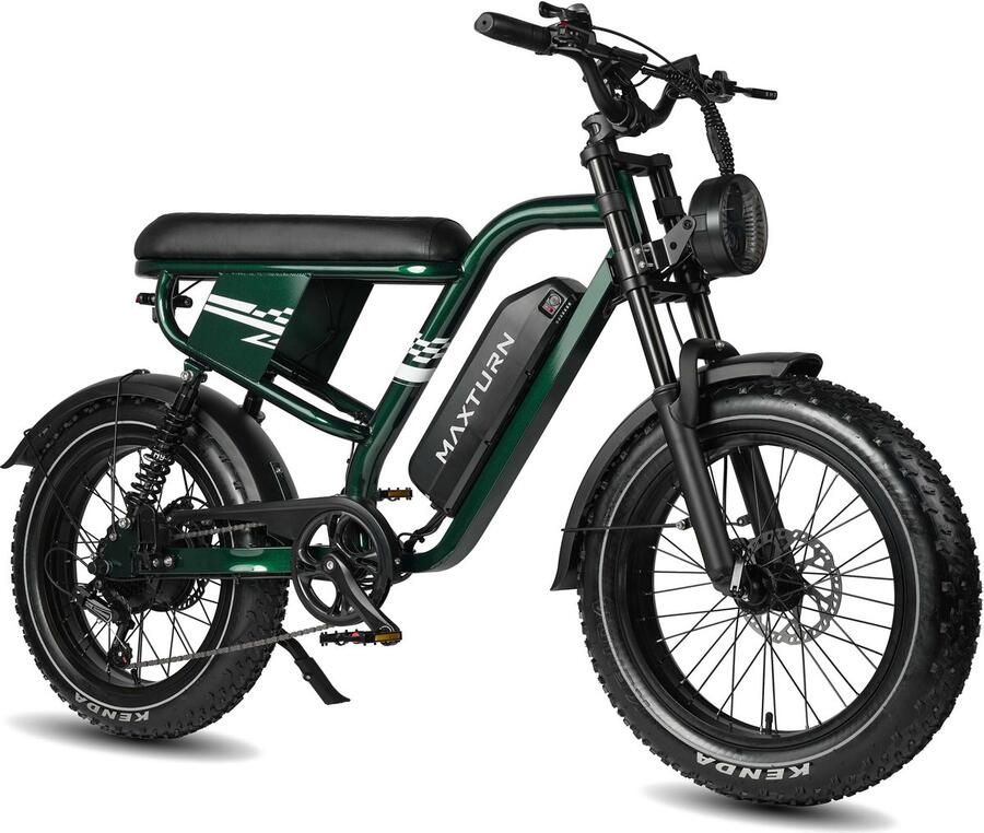 Maxtron MAX10 Elektrische Fiets – 48V 13.5Ah Accu – Actieradius tot 100 km – 20×4.0 Inch Fatbike Banden – Dubbele Verende Voorvork (Aluminium Staal) – Shi o 7 Versnellingen – Mechanische Schijfrem – Stadsfiets – Max. Belastbaar 180 kg –Groen - Foto 2