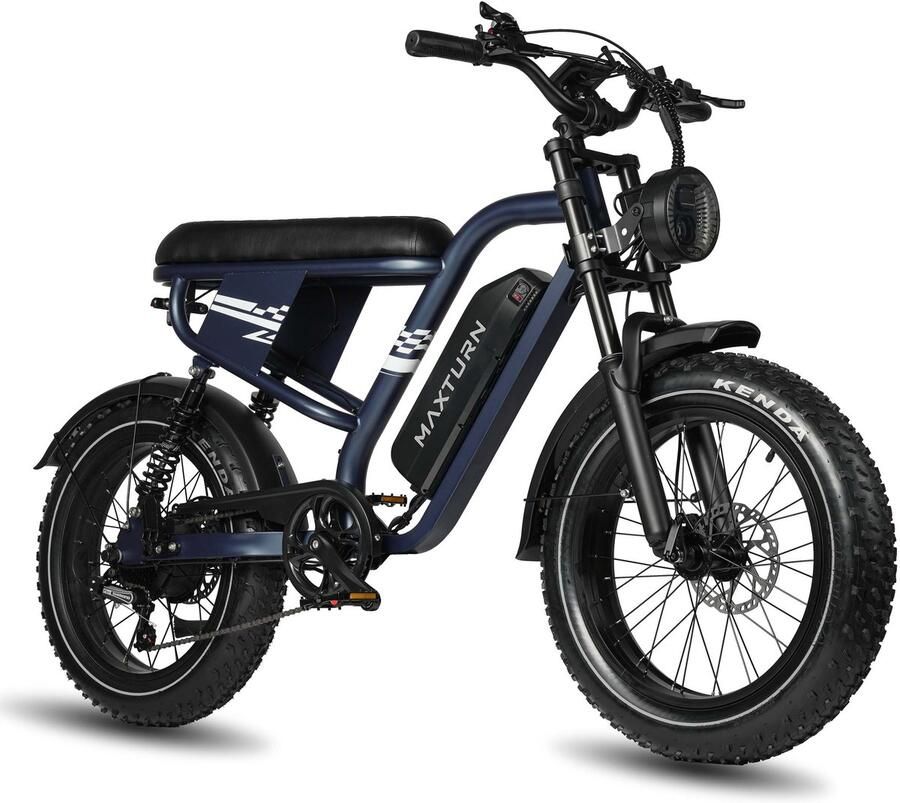 Maxtron MAX10 Elektrische Fiets – 48V 13.5Ah Accu – Actieradius tot 100 km – 20×4.0 Inch Fatbike Banden – Dubbele Verende Voorvork (Aluminium Staal) – Shi o 7 Versnellingen – Mechanische Schijfrem – Stadsfiets – Max. Belastbaar 180 kg –Blauw - Foto 2