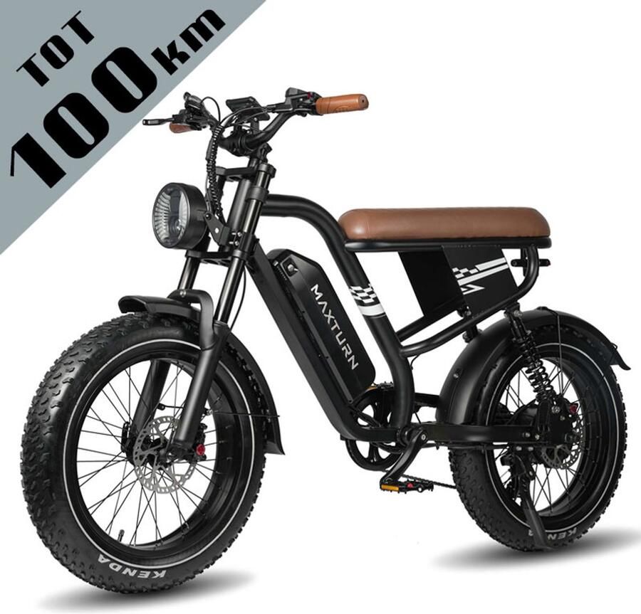 Maxtron MAX10 Elektrische Fiets – 48V 13.5Ah Accu – Actieradius tot 100 km – 20×4.0 Inch Fatbike Banden – Dubbele Verende Voorvork (Aluminium Staal) – Shi o 7 Versnellingen – Mechanische Schijfrem – Stadsfiets – Max. Belastbaar 180 kg – Zwart