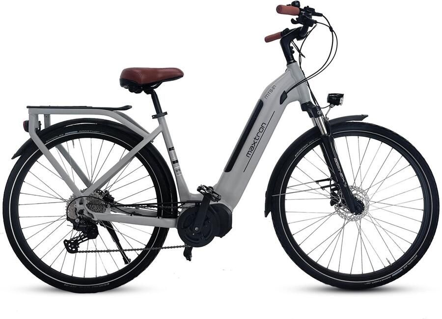 Maxtron MTS-21 Elektrische Fiets LG 36V 14Ah (504Wh) Accu tot 120 km Actieradius Schwalbe Marathon 28×2.00 anti-lekbanden Hydraulisch Schijfremsysteem Shi o Deore 11-Speed Elektrische Stadsfiets Grijs