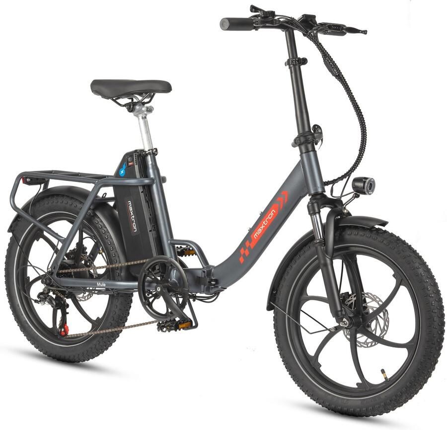 Maxtron MULE Elektrische Fiets – Opvouwbare E-bike – 48V 20Ah Accu – Actieradius tot 70 km – 20×3.0 Inch Banden – 7 Versnellingen – Mechanische Schijfrem – Stadsfiets – Max. Belastbaar 120 kg –Grijs
