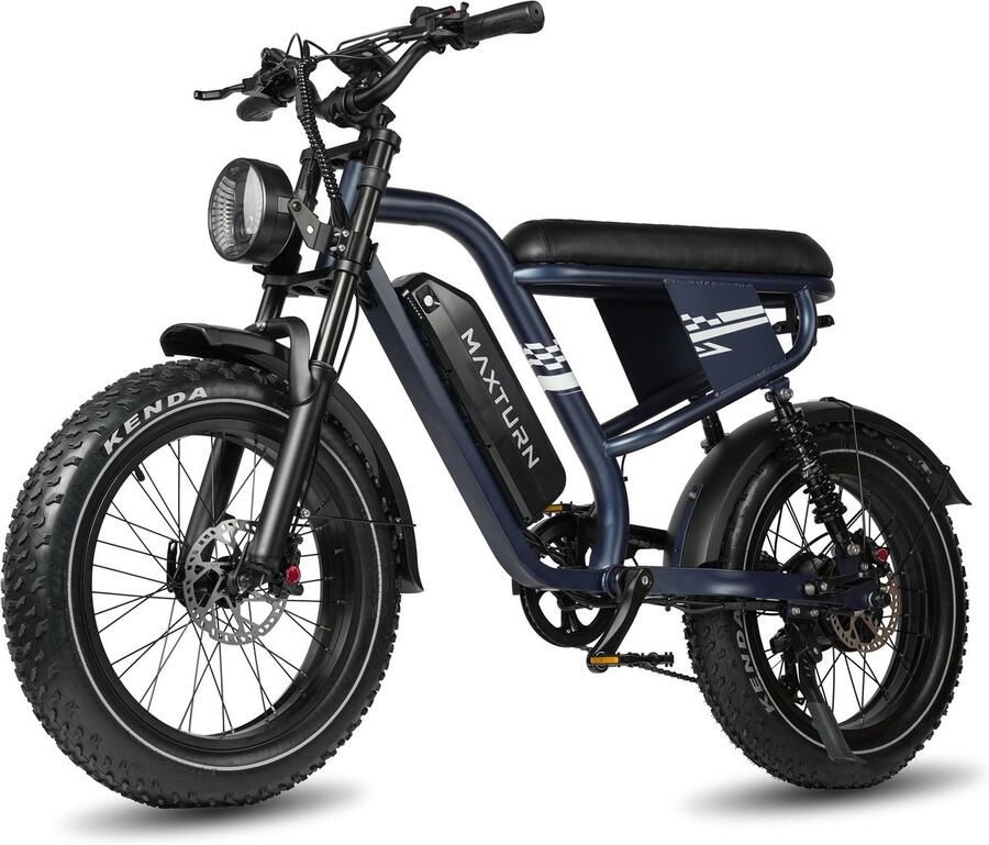 Maxtron MAX10 Elektrische Fiets – 48V 13.5Ah Accu – Actieradius tot 100 km – 20×4.0 Inch Fatbike Banden – Dubbele Verende Voorvork (Aluminium Staal) – Shi o 7 Versnellingen – Mechanische Schijfrem – Stadsfiets – Max. Belastbaar 180 kg –Blauw - Foto 3