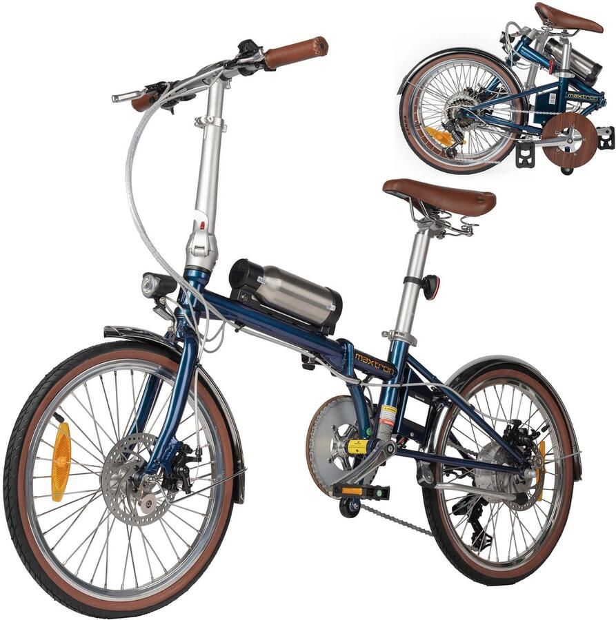 Maxtron Smart20 Elektrische Fiets – Opvouwbare E-bike – 36V 5.2Ah Lithium Accu – Actieradius tot 40 km – 20×1.35 inch Banden – Aluminium Voorvork – Shi o 7 Versnellingen – Mechanische Schijfrem – Stadsfiets – Max. Belastbaar tot 100 kg – Blauw