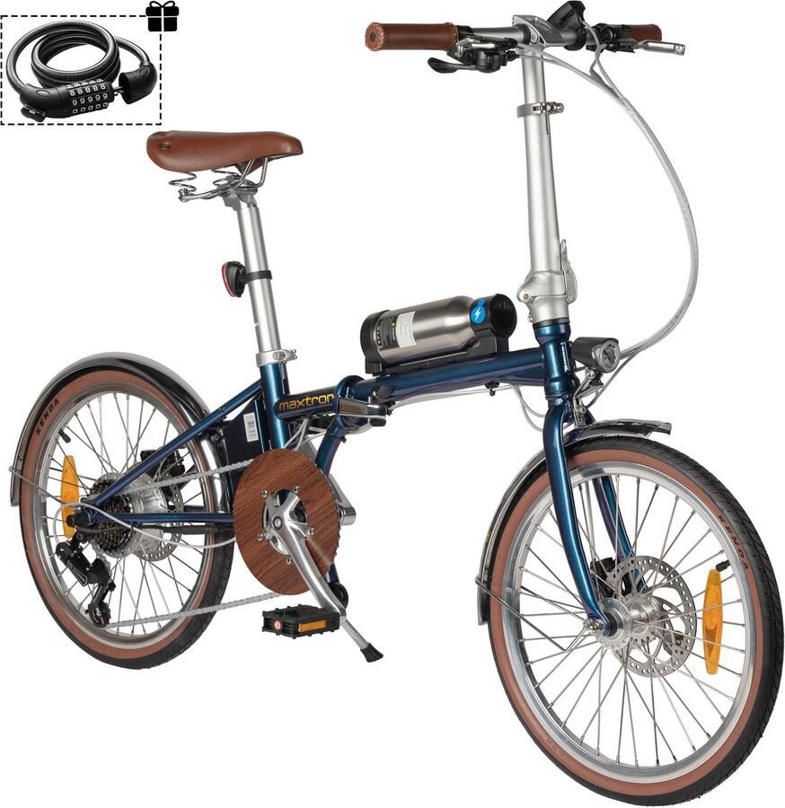 Maxtron Smart20 Elektrische Fiets – Opvouwbare E-bike – 36V 5.2Ah Lithium Accu – Actieradius tot 40 km – 20×1.35 inch Banden – Aluminium Voorvork – Shi o 7 Versnellingen – Mechanische Schijfrem – Stadsfiets – Max. Belastbaar tot 100 kg – Blauw
