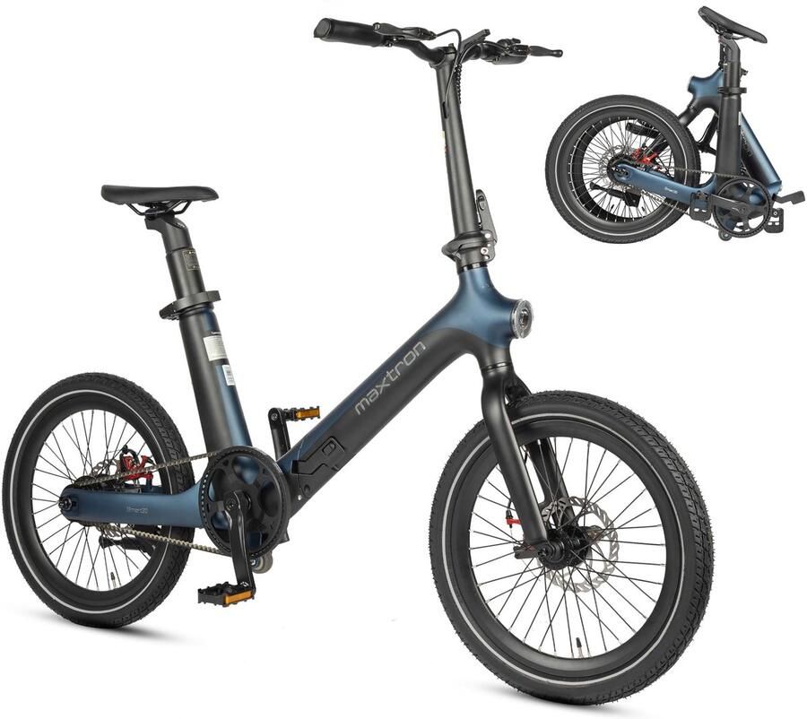 Maxtron Smart30 Elektrische Fiets – Opvouwbare E-bike – 36V 9.6Ah Accu – Actieradius tot 60 km – 20×2.125 Inch Banden – Aluminium Voorvork – Mechanische Schijfrem – Stadsfiets – Max. Belastbaar 120 kg – Blauw - Foto 2