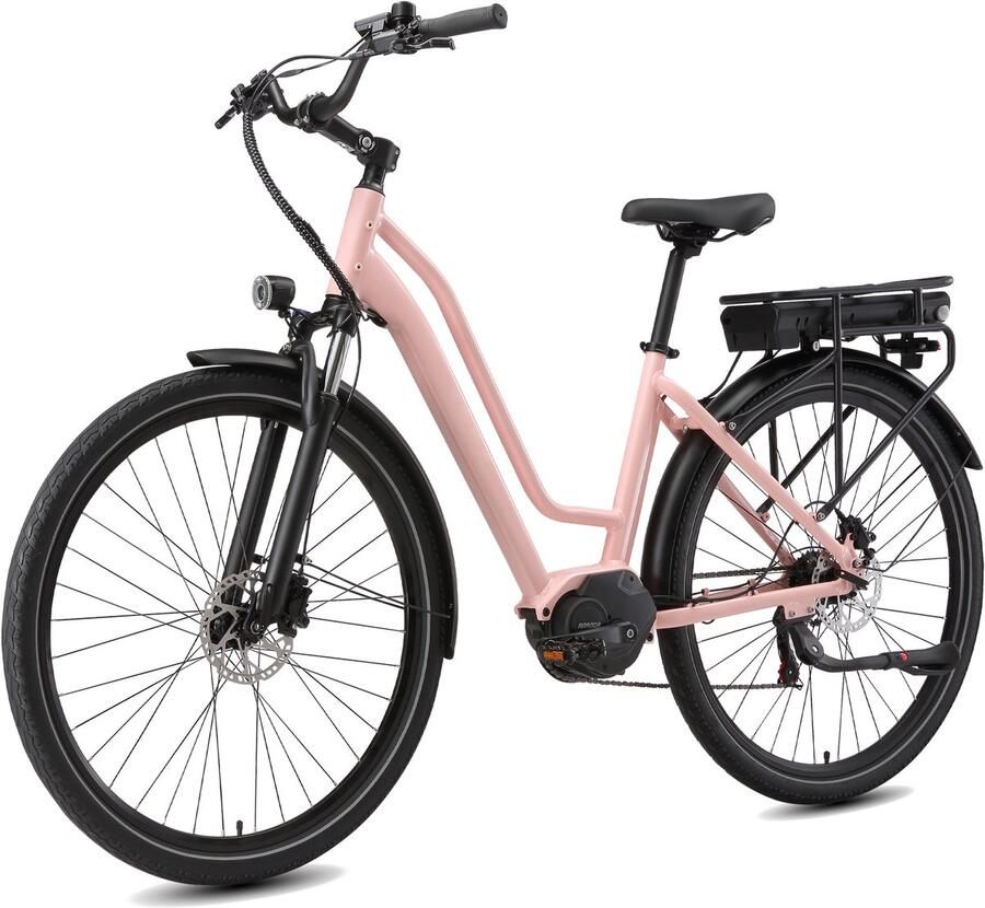 Maxtron Urban8 Elektrische stadsfiets 28 inch Ananda M60 middenmotor 70 Nm hoog koppel 460 8 Wh accu 70 km actieradius hydraulische schijfrem koppelsensor Shi o versnellingen roze