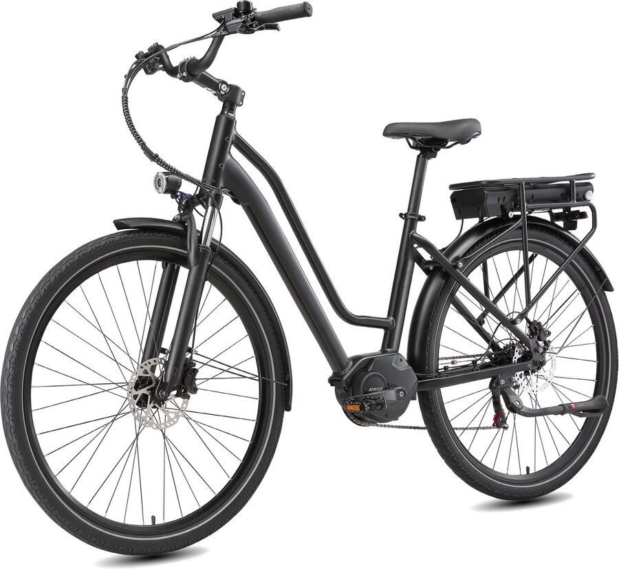 Maxtron Urban8 Elektrische stadsfiets 28 inch Ananda M60 middenmotor hydraulische schijfrem 36V 460 8 Wh accu koppelsensor Shi o versnellingssysteem- zwart