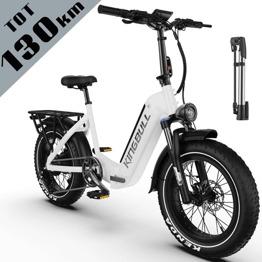 Maxtron Verve Elektrische Fiets –Opvouwbaar –960Wh Accu –20×4.0 Inch Fatbike Banden –Voor- en Achter Hydraulische Schijfrem –Actieradius tot 130 km –ZOOM Aluminium Verende Voorvork met Lock-out –Shi o 8 Versnellingen –Elektrische Stadsfiets –Wit - Foto 1