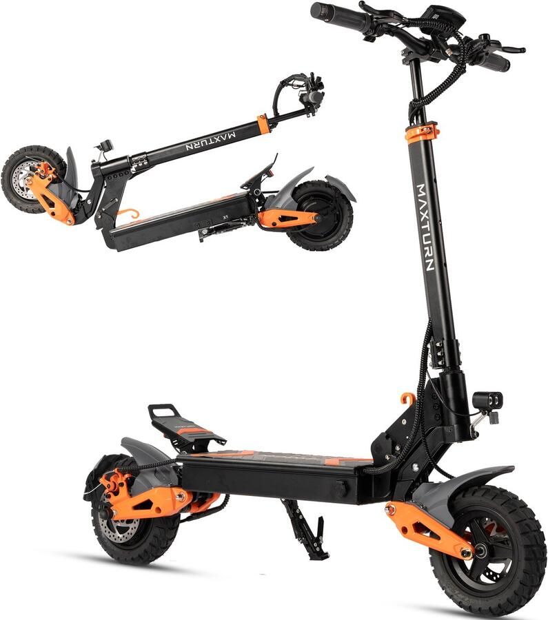 MAXTURN X1 Elektrische Step – 749Wh Batterij – 50km Actieradius – 500W Motor – NFC Sleutel Wachtwoord – 10 Tubeless Banden – Voor- en Achter Schijfrem – Opvouwbaar & Lichtgewicht – LED Display – Richtingaanwijzers Links Rechts – Oranje & Zwart