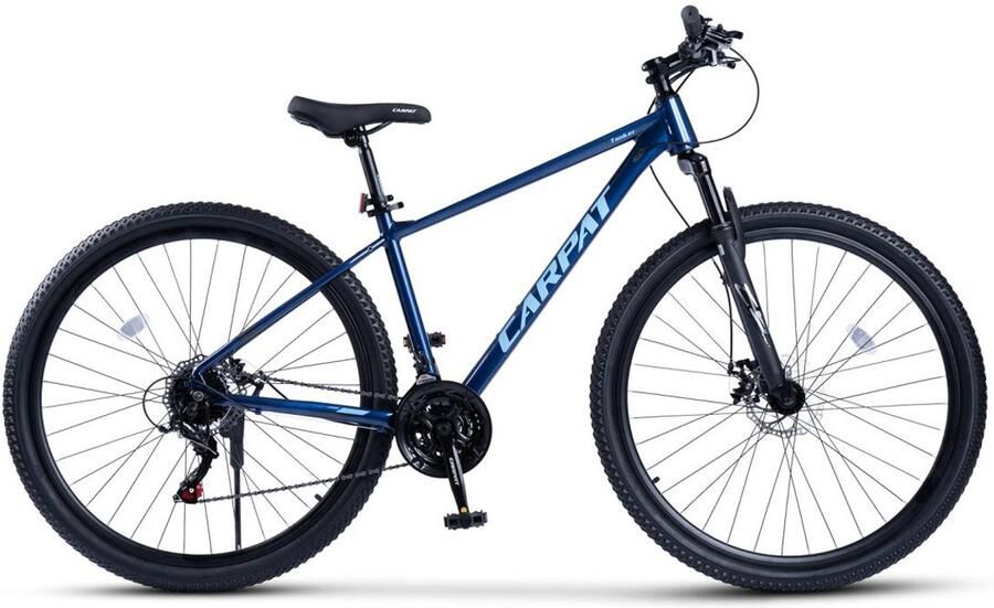 Merax 29 Inch Mountainbike Hardtail 100mm Voorvork 21 Versnellingen Shi o Tourney Aluminium Frame Mechanische Schijfrem Trekkingfiets voor Volwassenen 175-190cm Blauw