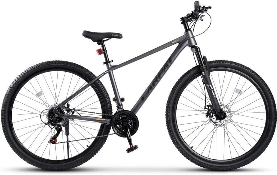 Merax 29 Inch Mountainbike Hardtail 100mm Voorvork 21 Versnellingen Shi o Tourney Aluminium Frame Mechanische Schijfrem Trekkingfiets voor Volwassenen 175-190cm Grijs