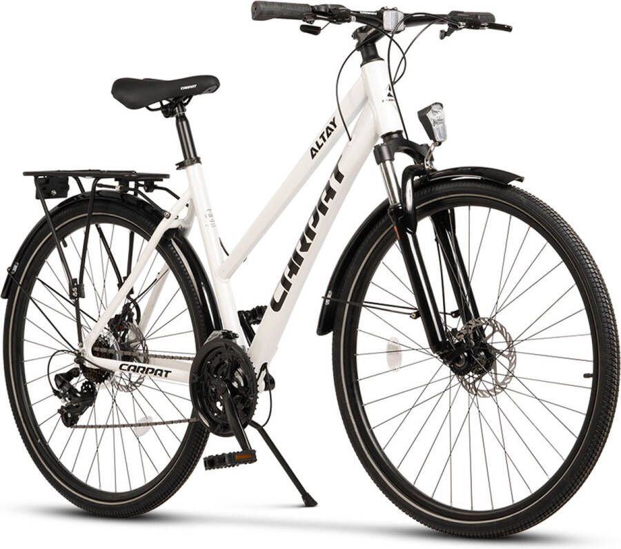 Merax Trekkingfiets 28 Inch en Shi o 21 Versnellingen Aluminium Frame Mechanische Schijfrem Citybike en Racefiets