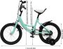 Mercadome Kinderfiets Fiets Loopfiets Afneembare Zijwieltjes Universeel Groen 41 cm - Thumbnail 1