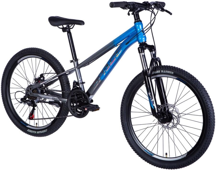 Mercury – Kinderfiets – 24 inch – 21 versnellingen – Schijfremmen – 130-160 cm – Blauw Grijs – Jongen