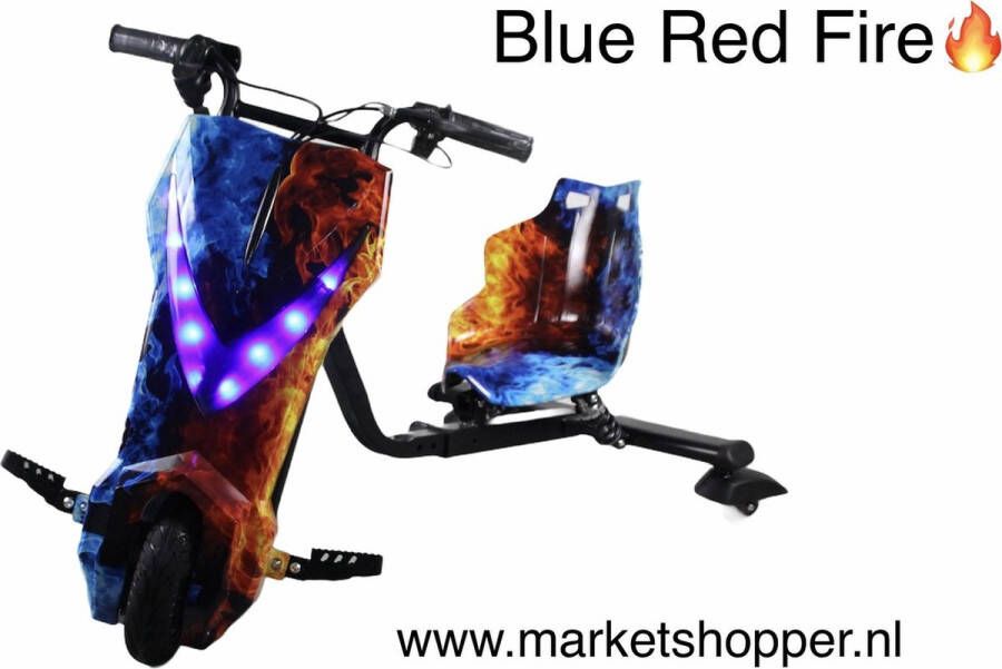 'merkloos'' Elektrische drift trike karts met vering en LED verlichting drie racestanden – BLUE RED FIRE