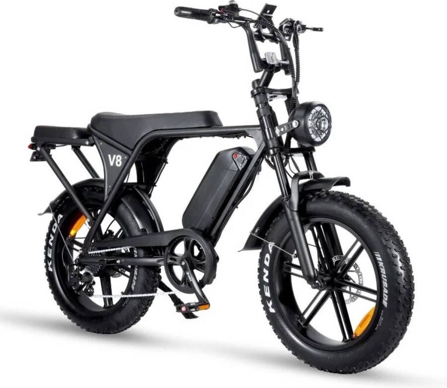 'merkloos' Fatbike V8 3.0 Hydraulisch Garantie Alarmsysteem E bike E-Fatbike Elektrische Fiets Begrenzer Met Accessoires Achterzitje Voetensteuntjes 2024 Model