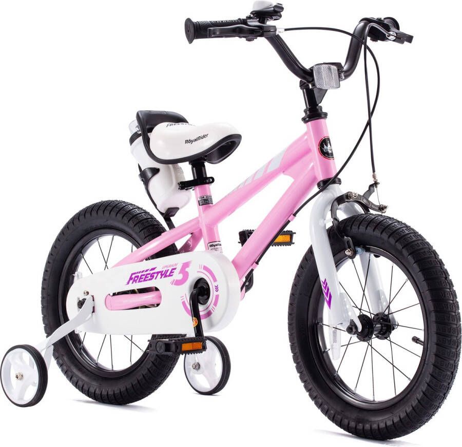 'merkloos'' Roze Kinderfiets 12 1nch Sportfiets Voor Meisjes Vanaf 3 Jaar Waterfles & Fleshouder Handrem Met Zijwieltjes