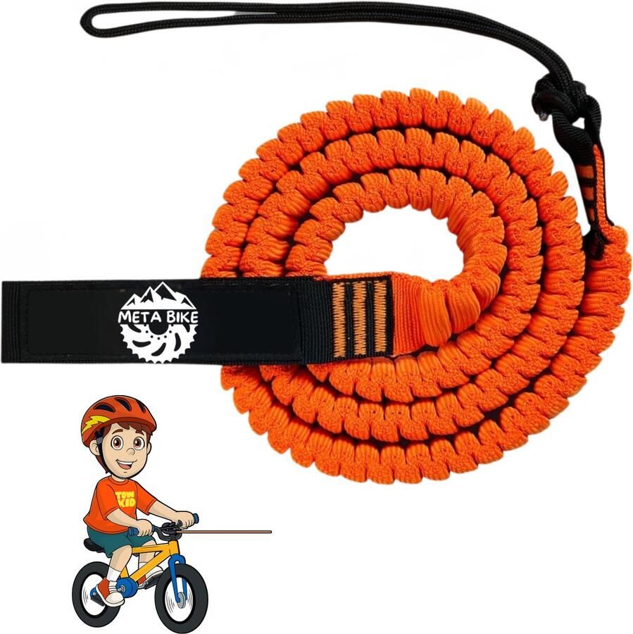 Meta Bike TowKid Fiets Sleeptouw voor Kinderen 2.5M Elastisch Bungee Sleepkabel voor Kinderen en Volwassenen Kinderfiets Mountainbike E-Bike Woom MTB