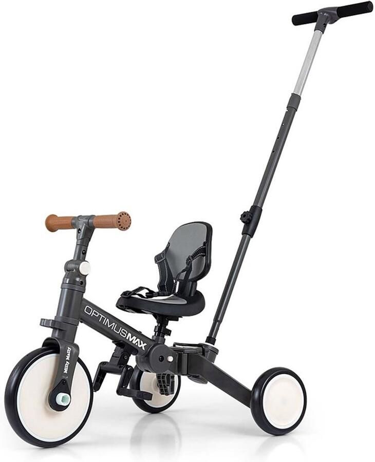 Milly Mally Optimus Max 5-in-1 driewieler grijs Loopfiets