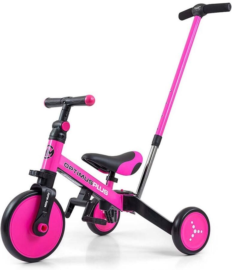 Milly Mally Optimus Plus 4in1 driewieler roze Loopfiets