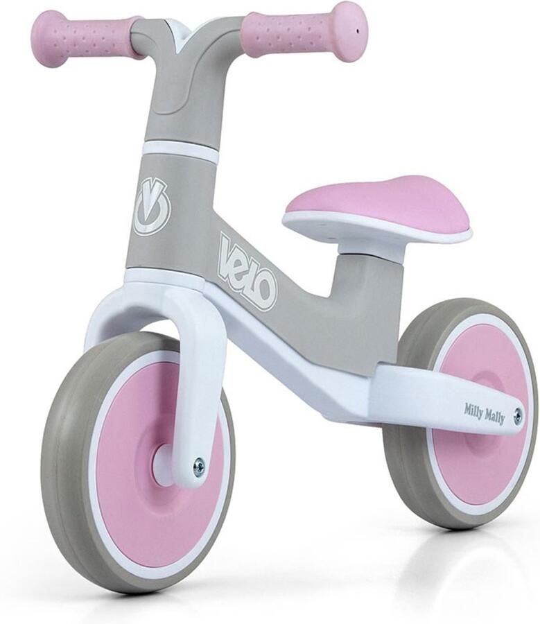 Milly Mally Velo loopfiets roze 7 inch Kinderloopfiets