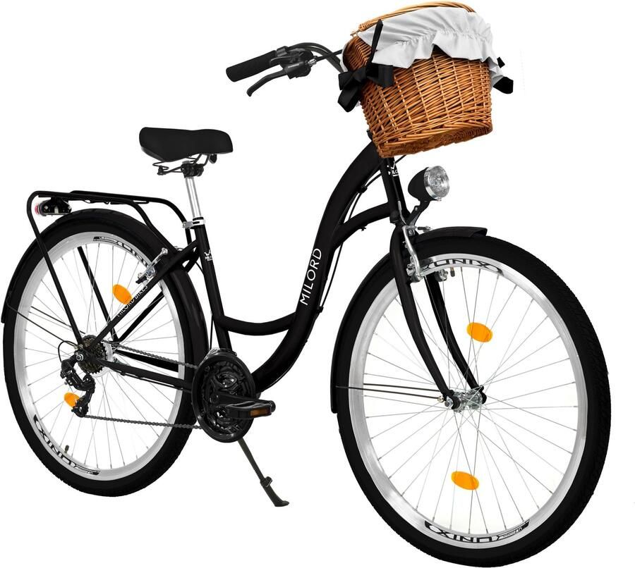 Milord damesfiets stadsfiets 28 inch 21 versnellingen roze frame