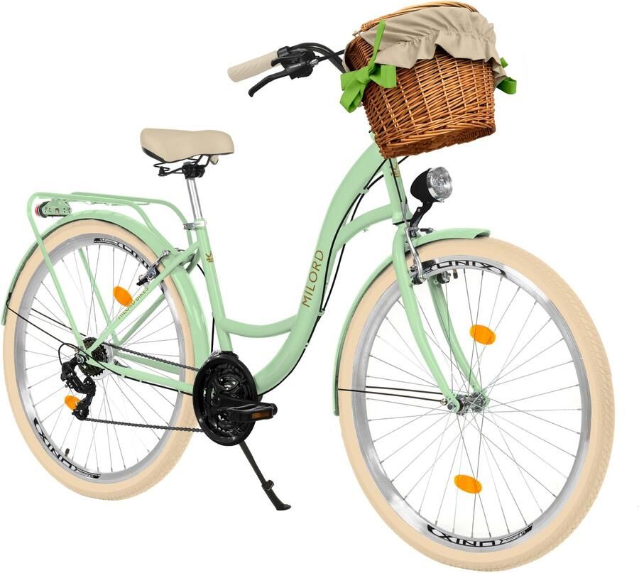 Milord dames stadsfiets 28 inch 21 versnellingen khaki